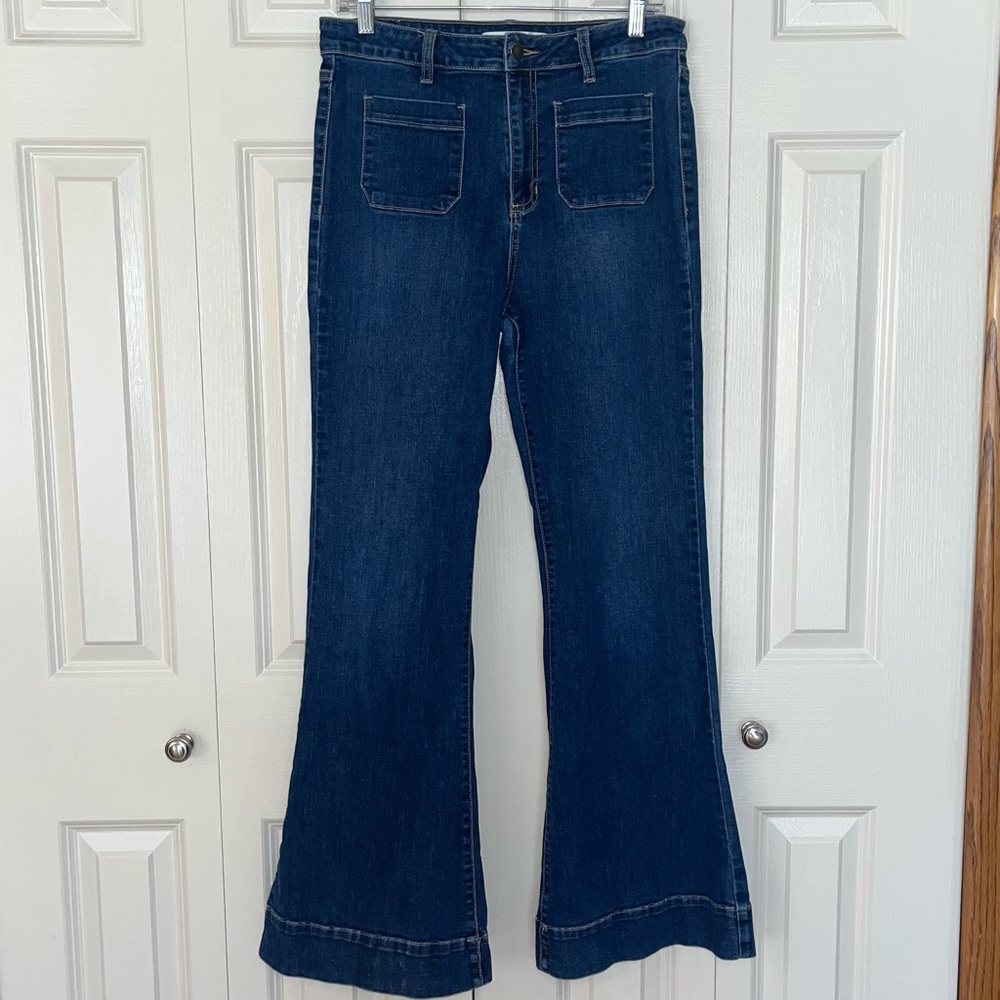Altar’d State High Rise Women’s Flare Jeans Medium Wash Boho Retro Size 30 - Picture 2 of 10